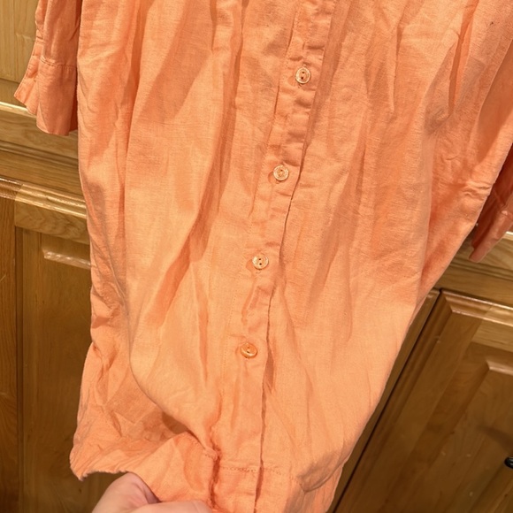 YFB Young Fabulous & Broke Women's Orange Button-Up Linen Dress - Picture 3 of 9